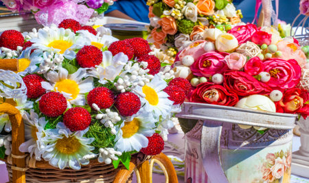 Texture, background. artificial flowers.の写真素材