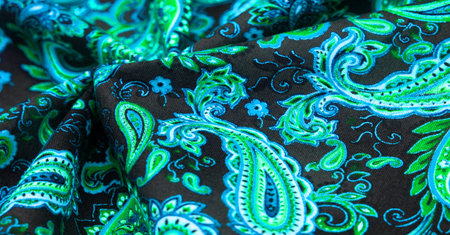Paisley green pattern on black background In Chinese it is known as â€œham patternâ€ In...