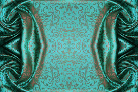 Seamless texture. Silk fabric. Blue-green-red shades. If you're looking for sophisticated beauty,...