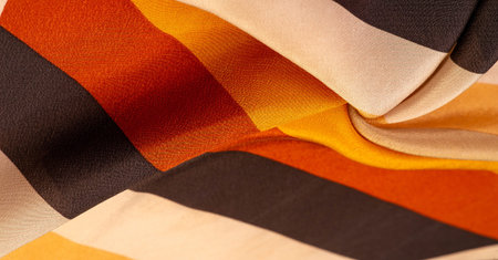 silk fabric, striped fabric, brown-red-beige lines, exquisite design. Delicate silk fabric. High...