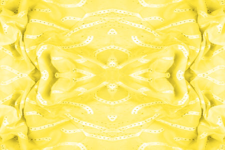 seamless kaleidoscope, yellow silk. A sunny golden yellow silk faucet is all you need for a stylish presentation.の写真素材
