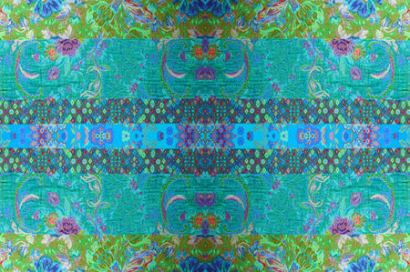 seamless. Brocade. A passionate floral flame spreads with a vibrant sunset in this opulent metallic brocade with orange and red flowering vines.の写真素材