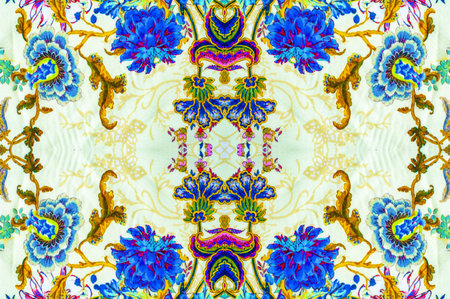 The texture of the background is cotton, the cascade of colors leaves its mark on the matte face,...