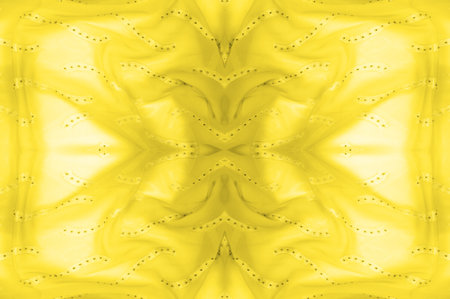 seamless kaleidoscope, yellow silk. A sunny golden yellow silk faucet is all you need for a stylish presentation.の写真素材