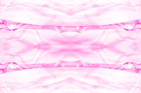 Seamless kaleidoscope, pink silk. Stand out from the crowd in vibrant color that reflects light in shimmering ripples of delightful sophistication with this hot pink silk crepe de chine.の写真素材
