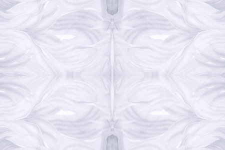 Seamless kaleidoscope. The fabric is silky white and gray. An ultra-modern print and a delicate, airy quality combine in this chiffon with an abstract silk print.の写真素材