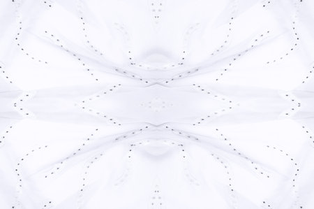 Seamless kaleidoscope. The fabric is silky white and gray. An ultra-modern print and a delicate, airy quality combine in this chiffon with an abstract silk print.の写真素材