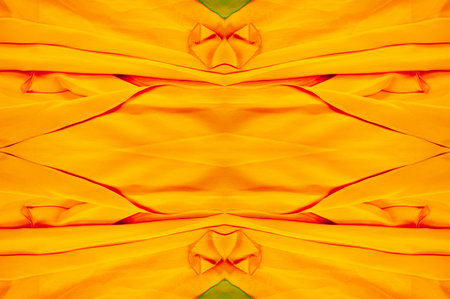 Seamless kaleidoscope. Fabric silk green-blue shades. Vibrant colors and scalloped shapes create a truly unique crepe de chine in yellow, blue and green geometric silk crepe de chine.の写真素材