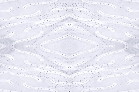 Seamless kaleidoscope. The fabric is silky white and gray. An ultra-modern print and a delicate, airy quality combine in this chiffon with an abstract silk print.の写真素材