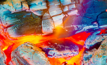 Experience the warmth and atmosphere of a beautiful fire at home Create a cozy atmosphere with burning logs Enjoy the crackling sound and mesmerizing flamesの写真素材