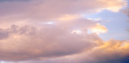 Clouds dawn sunset romance. Our dreams can reach the sky if we don't throw them away. There are no architectural rules for a cloud castleの写真素材