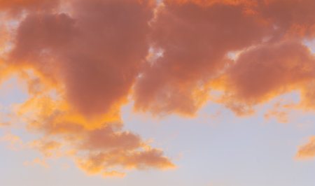 Clouds dawn sunset romance. Our dreams can reach the sky if we don't throw them away. There are no architectural rules for a cloud castleの写真素材