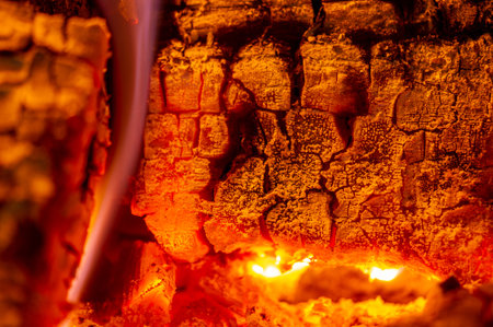 Fire. Enjoy the warm relaxing view of the fireplace! This crackling flame burning fireplace is perfect for your design, meditation and study.の写真素材