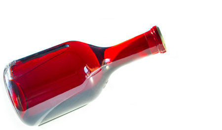 Bottle with red wine. Beer is made by people, wine is made by Godの写真素材