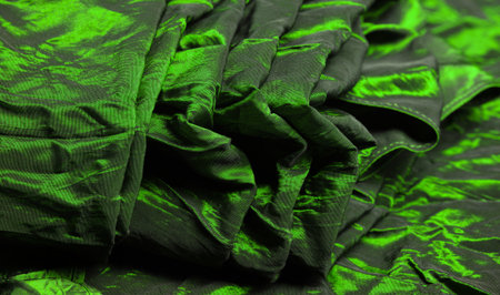 Green silk fabric. Introducing high quality premium oil Green Silk. This superb mid-weight weave features exquisite drape and wonderful sheen.の写真素材