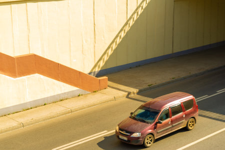 10 08 2014 Russia Chelny Safe and efficient tunnel or motorway exit strategy Clear directions and signs for easy navigation Provides driver safety and reduces traffic congestionの写真素材