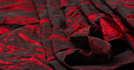 Red fabric. Representing a high quality premium red silk fabric, this superb medium weight silk has exquisite drape and beautiful sheen. This is the perfect material for your creativity.の写真素材