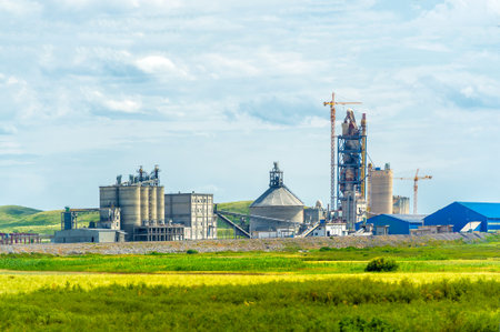 Construction of a new plant in the steppe region Ensuring economic growth and jobs in the region Using local resources and supporting sustainable developmentの写真素材