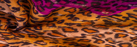 silk brown red fabric with leopard print. Light silk with a leopard print will perfectly fit into...