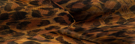 silk fabric, leopard skin, brown-yellow black tones, hot African safari for your projects, texture...