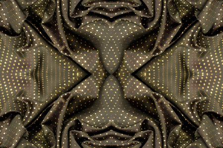 Seamless texture. Fabric with a metallic sheen in small polka dots. Golden color. Pretty and shiny, this model with golden metallic laminate will add to your collection. Ideal for your projectsの写真素材