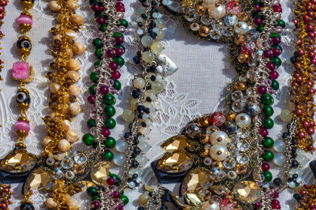 Seamless texture of semi-precious stones. saying Beads pendants jewelry. Semi-precious stones are...