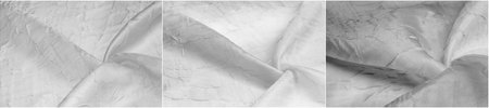 Black and white silk fabric with a unique texture Wrinkled and smooth patterns create visual...