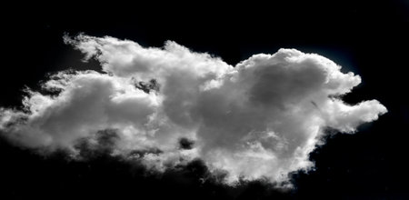 white clouds isolated on black background. Material for the designer