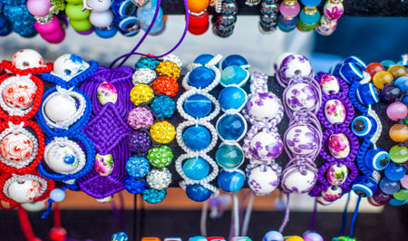 semiprecious stones. Beads pendants decoration. Semi-precious stones are hard gemstones created organically. including lava or ocean hotspots, mines and shells.の写真素材