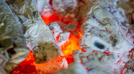 Fire. Enjoy the warm relaxing view of the fireplace! This crackling flame burning fireplace is perfect for your design, meditation and study.の写真素材