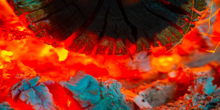 Flames create a warm and cozy atmosphere Firewood provides natural warmth and energy Burning wood...