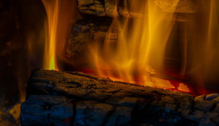Enjoy the warmth and ambience of a crackling fire Create a cozy atmosphere in your home Provides a natural source of warmth during the colder monthsの写真素材