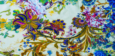 The texture of the background is cotton, the cascade of colors leaves its mark on the matte face,...