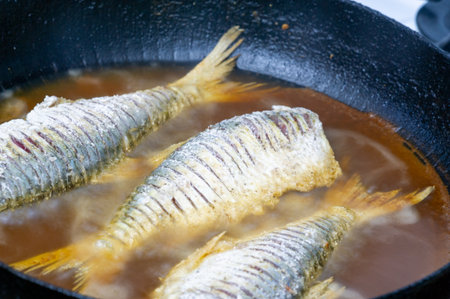 The fish is ready to eat. Fatty fish are also particularly rich in long-chain omega-3 fatty acids, which help support heart health.の写真素材