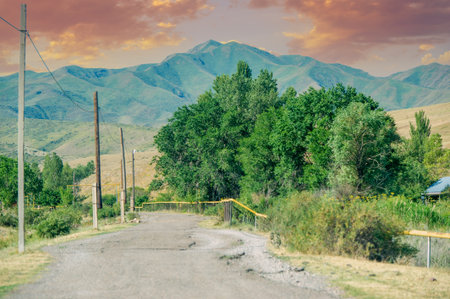 Enjoy hiking and exploring the picturesque foothills. Enjoy stunning views of the majestic mountains in summer. Enjoy the natural beauty of the foothills this time of year.の写真素材