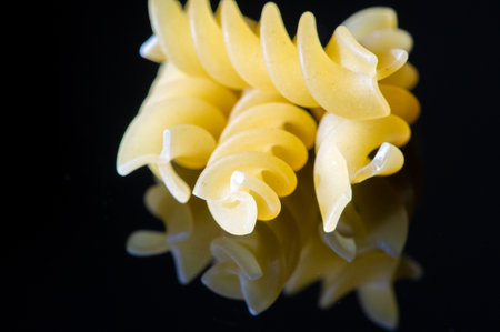 Real Italian Sorrento fusilli made from high quality wheat. A tasty and satisfying lunch option. Golden in color and perfect for pasta lovers.の写真素材