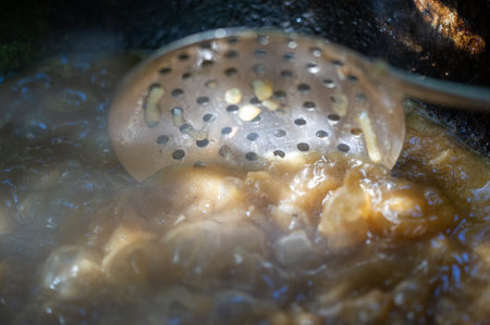The traditional way of preparing pilaf with fried onions in a cauldron gives the pilaf a rich and...