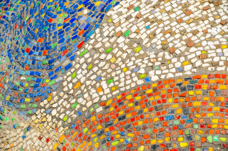 Witness the artistry of a vibrant mosaic wall, a true testament to the colorful soul of the cityscape. City Vibesの写真素材