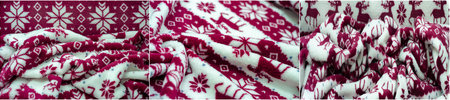 Winter themed print with snow deer and snowflakes in red and white. Velvet fabric with a soft,...
