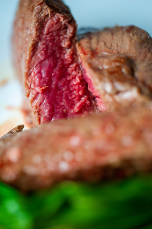 A tasty and savory dish, ideal for meat lovers. The combination of steak and leeks gives a unique flavor. Enjoy a juicy and flavorful meal with this steak and leek dish.の写真素材