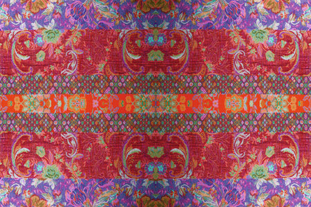 seamless. Brocade. The "ancient heart" of the Milky Way galaxy lies hidden in this luxurious ruby, lilac and periwinkle metallic brocade with stardust cross-hatching.の写真素材