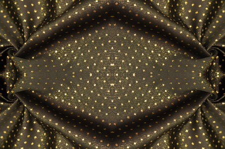 Seamless texture. Fabric with a metallic sheen in small polka dots. Golden color.の写真素材