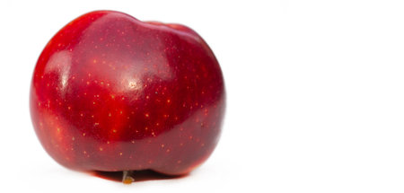 Apple on a white background. Apples are crunchy fruits that provide a lot of nutrients.の写真素材