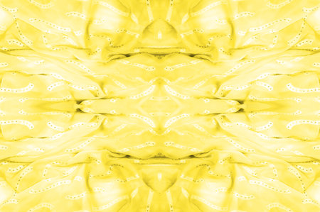 seamless kaleidoscope, yellow silk. A sunny golden yellow silk faucet is all you need for a stylish presentation.の写真素材