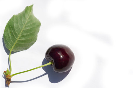 Cherry: juicy and ripe fruit, full of vitamins. Suitable for vegetarians. The white background...