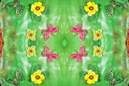 sseamless. green yellow red fabric inlaid with flora and fauna. dress. Nothing makes a woman more...