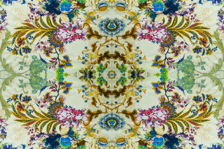 The texture of the background is cotton, the cascade of colors leaves its mark on the matte face,...