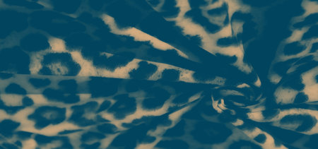 Blurred abstract fabric with a soft leopard pattern, featuring natural folds that add texture and...