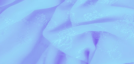Blur. Soft blue fabric with gentle floral embroidery and lightly textured surface. The flowing folds...