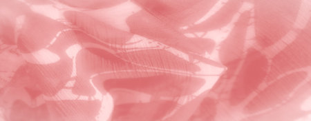 Blur: Soft, transparent pink fabric featuring a reminiscent pattern of abstract leaves. The light...